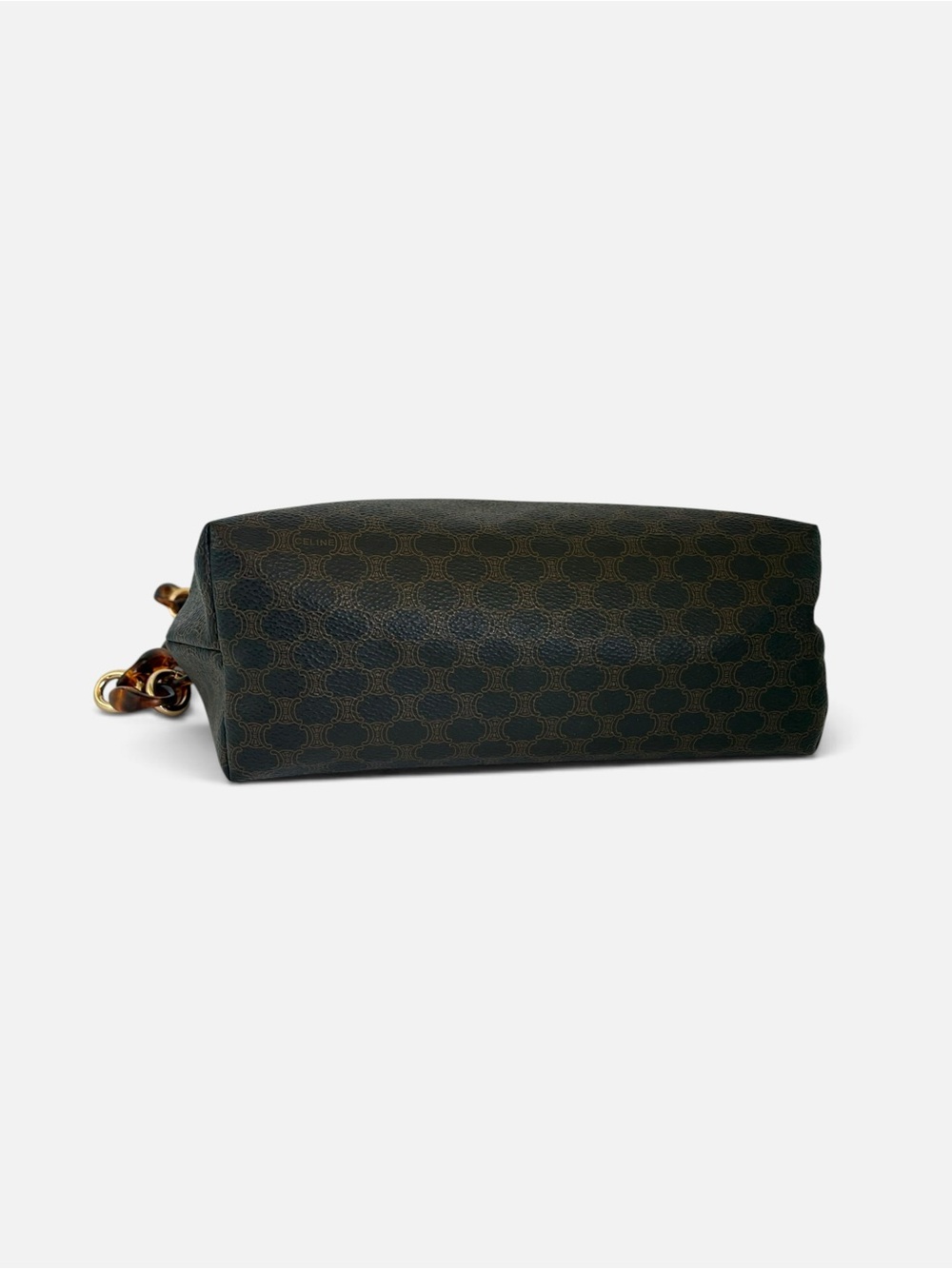 Celine Brown Logo-Print Shoulder Bag with Tortoiseshell Chain - Picture 5 of 11